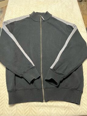 Harley-Davidson Black Zip-Up Sweater with Light Gray Stripes XL